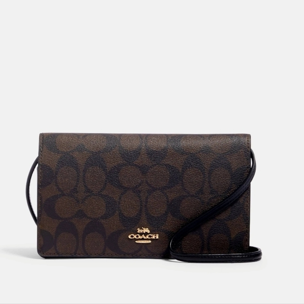 COACH 3036 Anna Foldover Signature Print Crossbody/Clutch EUC - Picture 2 of 16